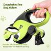 imagePecute 26 ft Retractable Dog Leash 360 TangleFree Nylonup Leash Heavy Duty Dog Leash with AntiSlip Handle Retractable Dog Leash Cord with Poop Bags HolderGreyGreen