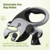 imagePecute 26 ft Retractable Dog Leash Heavy Duty Dog Leash with AntiSlip Handle 360 TangleFree Nylonup Leash OneButton Control Retractable Dog Leash Cord with Poop Bags Holder BlackGrey