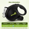 imagePecute 26 ft Retractable Dog Leash Heavy Duty Dog Leash with AntiSlip Handle 360 TangleFree Nylonup Leash OneButton Control Retractable Dog Leash Cord with Poop Bags Holder BlackBlack