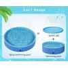 imagePecute Foldable Dog Pool with Sprinkler Portable Kiddie Pool Hard PVC Multifunctional Dog Swimming Pool Splash Wading Pool NonSlip Pet Bathing Tub Great for Backyard Outdoor Travel 62quot x 12quot