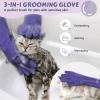 imagePecute Pet Grooming Gloves  Heat Resistant Silicone Gloves with HighDensity Teeth Enhanced Five Finger Design for Bathing and Massaging Dogs and Cats BluePurple