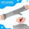 imagePecute Pet Grooming Gloves  Heat Resistant Silicone Gloves with HighDensity Teeth Enhanced Five Finger Design for Bathing and Massaging Dogs and Cats BlueGray