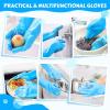 imagePecute Pet Grooming Gloves  Heat Resistant Silicone Gloves with HighDensity Teeth Enhanced Five Finger Design for Bathing and Massaging Dogs and Cats BlueBlue
