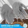 imagePecute Pet Grooming Gloves  Heat Resistant Silicone Gloves with HighDensity Teeth Enhanced Five Finger Design for Bathing and Massaging Dogs and Cats BlueGray