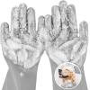 imagePecute Pet Grooming Gloves  Heat Resistant Silicone Gloves with HighDensity Teeth Enhanced Five Finger Design for Bathing and Massaging Dogs and Cats BlueGray