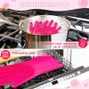 imagePecute Pet Grooming Gloves  Heat Resistant Silicone Gloves with HighDensity Teeth Enhanced Five Finger Design for Bathing and Massaging Dogs and Cats BluePink