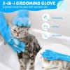 imagePecute Pet Grooming Gloves  Heat Resistant Silicone Gloves with HighDensity Teeth Enhanced Five Finger Design for Bathing and Massaging Dogs and Cats BlueBlue
