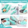 imagePecute Pet Grooming Gloves  Heat Resistant Silicone Gloves with HighDensity Teeth Enhanced Five Finger Design for Bathing and Massaging Dogs and Cats BlueGreen