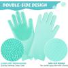 imagePecute Pet Grooming Gloves  Heat Resistant Silicone Gloves with HighDensity Teeth Enhanced Five Finger Design for Bathing and Massaging Dogs and Cats BlueGreen