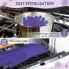 imagePecute Pet Grooming Gloves  Heat Resistant Silicone Gloves with HighDensity Teeth Enhanced Five Finger Design for Bathing and Massaging Dogs and Cats BluePurple