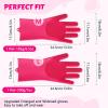 imagePecute Pet Grooming Gloves  Heat Resistant Silicone Gloves with HighDensity Teeth Enhanced Five Finger Design for Bathing and Massaging Dogs and Cats BluePink
