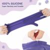 imagePecute Pet Grooming Gloves  Heat Resistant Silicone Gloves with HighDensity Teeth Enhanced Five Finger Design for Bathing and Massaging Dogs and Cats BluePurple