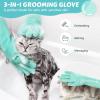 imagePecute Pet Grooming Gloves  Heat Resistant Silicone Gloves with HighDensity Teeth Enhanced Five Finger Design for Bathing and Massaging Dogs and Cats BlueGreen