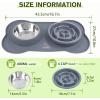 imagePecute Slow Feeder Dog Bowls to Slow Down Eating Dog Bowl Slow Feeder with NoSpill NonSkid Silicone Mat FoodGrade Safe Dog Food Bowls Slow Feeder Stainless Steel Dog Water Bowl for Dogs CatsGrey
