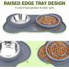 imagePecute Slow Feeder Dog Bowls to Slow Down Eating Dog Bowl Slow Feeder with NoSpill NonSkid Silicone Mat FoodGrade Safe Dog Food Bowls Slow Feeder Stainless Steel Dog Water Bowl for Dogs CatsGrey