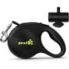 imagePecute 26 ft Retractable Dog Leash 360 TangleFree Nylonup Leash Heavy Duty Dog Leash with AntiSlip Handle Retractable Dog Leash Cord with Poop Bags HolderGreyBlack