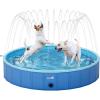 imagePecute Foldable Dog Pool with Sprinkler Portable Kiddie Pool Hard PVC Multifunctional Dog Swimming Pool Splash Wading Pool NonSlip Pet Bathing Tub Great for Backyard Outdoor Travel 62quot x 12quot