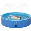 imagePecute Foldable Dog Pool with Sprinkler Portable Kiddie Pool Hard PVC Multifunctional Dog Swimming Pool Wading Pool NonSlip Pet Bathing Tub Great for Backyard Outdoor Travel 47quot x 12quot