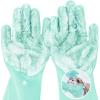 imagePecute Pet Grooming Gloves  Heat Resistant Silicone Gloves with HighDensity Teeth Enhanced Five Finger Design for Bathing and Massaging Dogs and Cats BlueGreen