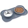 imagePecute Slow Feeder Dog Bowls to Slow Down Eating Dog Bowl Slow Feeder with NoSpill NonSkid Silicone Mat FoodGrade Safe Dog Food Bowls Slow Feeder Stainless Steel Dog Water Bowl for Dogs CatsGrey