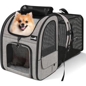 imagePecute Cat Carrier Backpacks Expandable Cat Backpack with Breathable Mesh Pet Carrier Backpack for Cats Small Dogs Puppies Up to 17 Lbs Dog Carrier Backpack Great for Travel Hiking Camping OutdoorKhaki