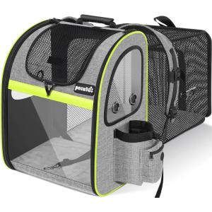 imagePecute Cat Carrier Backpacks Expandable Cat Backpack with Breathable Mesh Pet Carrier Backpack for Cats Small Dogs Puppies Up to 17 Lbs Dog Carrier Backpack Great for Travel Hiking Camping OutdoorGrey