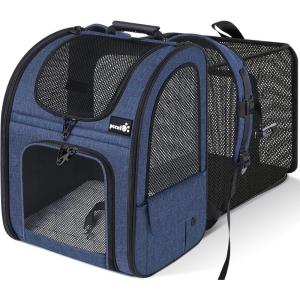 imagePecute Cat Carrier Backpacks Expandable Cat Backpack with Breathable Mesh Pet Carrier Backpack for Cats Small Dogs Puppies Up to 17 Lbs Dog Carrier Backpack Great for Travel Hiking Camping OutdoorBlue