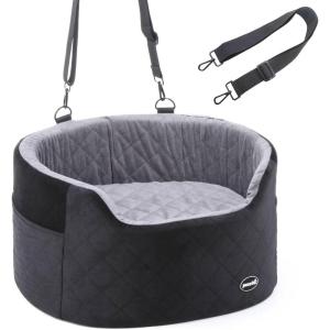 imagePecute Dog Car Seat for Medium Back Length Less Than 27inch MultiFunctional Pet Booster Seat with Waterproof Cushion 47inchWashable 2 Safety Belts Dog Car Sofa Cushion ampamp BedM