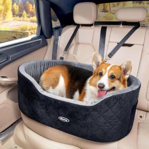 imagePecute Dog Car Seat for Medium Back Length Less Than 27inch MultiFunctional Pet Booster Seat with Waterproof Cushion 47inchWashable 2 Safety Belts Dog Car Sofa Cushion ampamp BedL