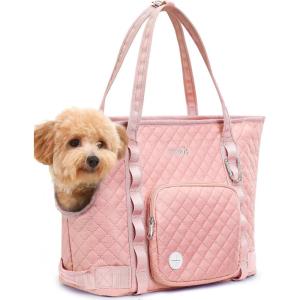 imagePecute Dog Purse Carrier Dog Carrier with Pockets for Small Dogs Fits Dogs 55 lbs to 11 lbs Lightweight Dog and Puppies Tote Bag Carrier Outing Travel Vet BlackPink