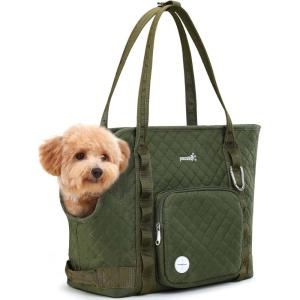 imagePecute Dog Purse Carrier Dog Carrier with Pockets for Small Dogs Fits Dogs 55 lbs to 11 lbs Lightweight Dog and Puppies Tote Bag Carrier Outing Travel Vet BlackGreen