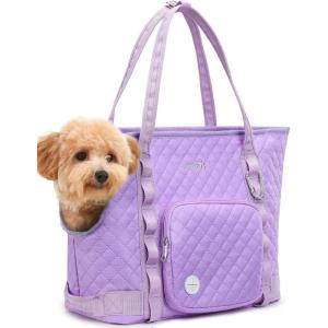 imagePecute Dog Purse Carrier Dog Carrier with Pockets for Small Dogs Fits Dogs 55 lbs to 11 lbs Lightweight Dog and Puppies Tote Bag Carrier Outing Travel Vet BlackPurple