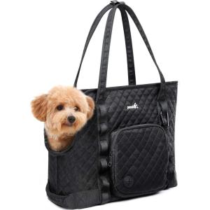 imagePecute Dog Purse Carrier Dog Carrier with Pockets for Small Dogs Fits Dogs 55 lbs to 11 lbs Lightweight Dog and Puppies Tote Bag Carrier Outing Travel Vet BlackBlack