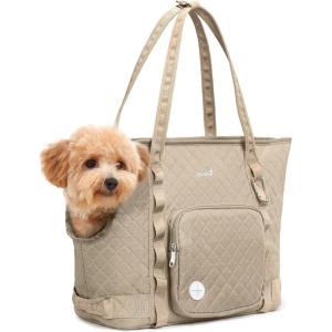 imagePecute Dog Purse Carrier Dog Carrier with Pockets for Small Dogs Fits Dogs 55 lbs to 11 lbs Lightweight Dog and Puppies Tote Bag Carrier Outing Travel Vet BlackKhaki