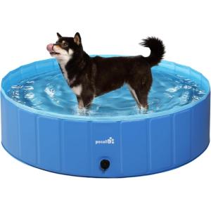 imagePecute Foldable Dog Pool 47quot x 12quot Portable Kiddie Pool Dog Swimming Pool Collapsible PVC Pet Bathing Tub Children Ball Pits Paddling Pool for Dogs and Kids
