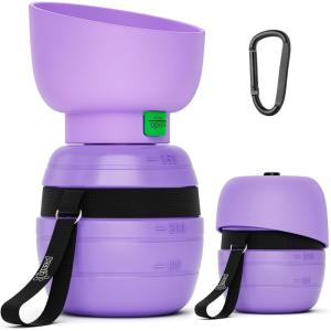 imagePecute Portable Dog Water Bottle 2 in 1 Cat Dog Travel Water Bottle Bowl Leakproof with Double Seal BPA Free Lightweight Pet Small Animal Water Bottel Dispenser for Outdoor Walking Hiking TravelsPurple