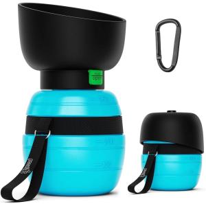 imagePecute Portable Dog Water Bottle 2 in 1 Cat Dog Travel Water Bottle Bowl Leakproof with Double Seal BPA Free Lightweight Pet Small Animal Water Bottel Dispenser for Outdoor Walking Hiking TravelsBlue