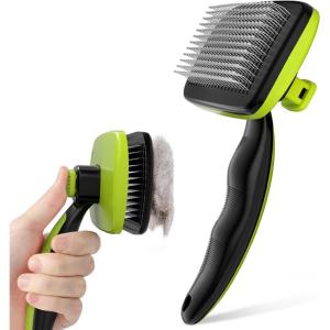 imagePecute SelfCleaning Slicker Brush for Dogs Cats Lightweight Dog Brush for Shedding Massaging Grooming Cat Brush Gently Removes Loose Fur Undercoat for Small Dogs Cats Rabbits of All Hair Types