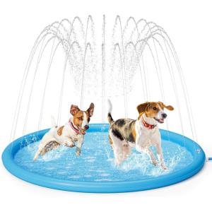 imagePecute Splash Pad for Dogs Kids Dog Splash Pad Pool Mat Thickened Anti Slip Dog Water Toys Sprinkler Easy to Set up Splash Pads for Summer Outdoor Garden Backyard Outside 67quotBlueround