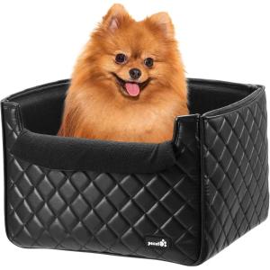 imagePecute Stylish Leather Dog Booster Car Seat  1574quot L x 1299quot W x 1102quot H Suitable for Dogs Under 33Lbs