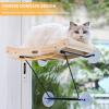 imagePecute 2in1 Cat Window Perch ampamp Wall Shelves  Sturdy Solid Wood Frame 4 Large Rotating Suction Cups Washable Carpet Cloth Cover SpaceSaving Indoor Cat Hammock Bed for Large Cats ampamp KittensSisal Scratcher
