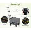 imagePecute Cat Carrier with WheelsSteel Wire Frame Cat Carrier Stable Pet Trolley Bag for Cats Pet Handbag and Stroller Bag Portable Cat Carrier Bag for Car Travel Bus Subway Dark Grey