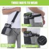 imagePecute Dog Treat Pouch HandsFree Dog Training Bag with Shoulder Strap Waist Belt Metal Clip and Foldable Bowl Builtin Poop Bag Dispenser 3 Ways to Wear Suitable for Training Walking GreyGrey  Green