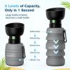 imagePecute Dog Water Bottle Portable ampamp Retractable17oz29oz Dog Water Bottle with Folding Bowl 5 Levels Capacity in 1 Carabiner Clip 100 Food Grade Silicone Ideal for Outdoor WalkingHikingTravelGrey