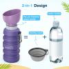 imagePecute Dog Water Bottle Portable ampamp Retractable17oz29oz Dog Water Bottle with Folding Bowl 5 Levels Capacity in 1 Carabiner Clip 100 Food Grade Silicone Ideal for Outdoor WalkingHikingTravelPurple