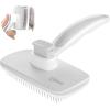 imagePecute SelfCleaning Slicker Brush for Dogs Cats Lightweight Dog Brush for Shedding Massaging Grooming Cat Brush Gently Removes Loose Fur Undercoat for Dogs Cats Rabbits of All Hair TypesGray