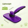 imagePecute SelfCleaning Slicker Brush for Dogs Cats Lightweight Dog Brush for Shedding Massaging Grooming Cat Brush Gently Removes Loose Fur Undercoat for Dogs Cats Rabbits of All Hair TypesPurple