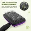 imagePecute SelfCleaning Slicker Brush for Dogs Cats Lightweight Dog Brush for Shedding Massaging Grooming Cat Brush Gently Removes Loose Fur Undercoat for Dogs Cats Rabbits of All Hair TypesPurple