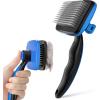 imagePecute SelfCleaning Slicker Brush for Dogs Cats Lightweight Dog Brush for Shedding Massaging Grooming Cat Brush Gently Removes Loose Fur Undercoat for Dogs Cats Rabbits of All Hair TypesBlue