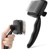 imagePecute SelfCleaning Slicker Brush for Dogs Cats Lightweight Dog Brush for Shedding Massaging Grooming Cat Brush Gently Removes Loose Fur Undercoat for Dogs Cats Rabbits of All Hair TypesBlack